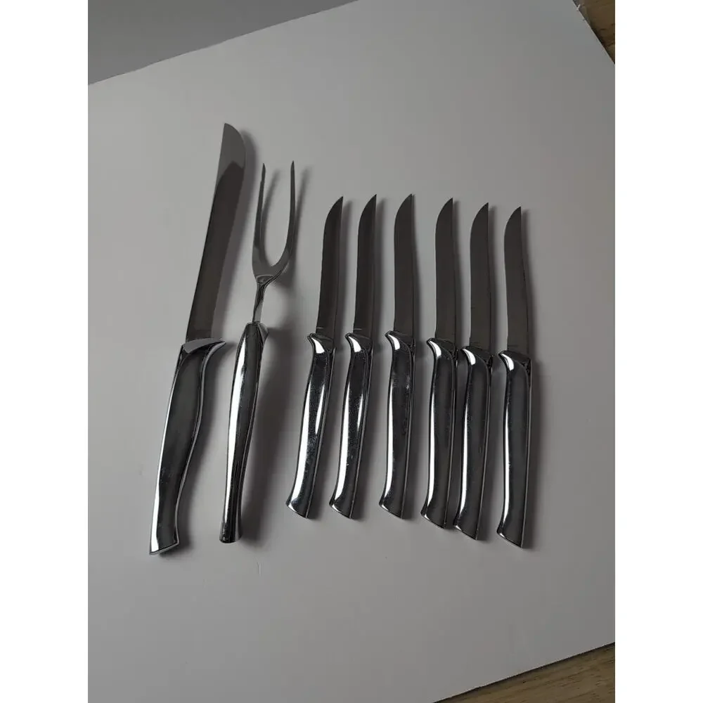 Carvel Hall Carving Set With‎ 6 Steak Knives Stainless Steel Made In USA